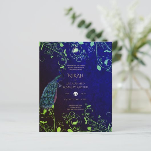 LeahG Peacock Blauw Islamitische Moslim Bruiloft U (Staand voorkant)