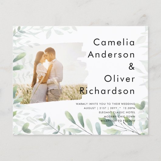 LeahG Photo Overlay GREENERY Wedding Invite (Voorkant)