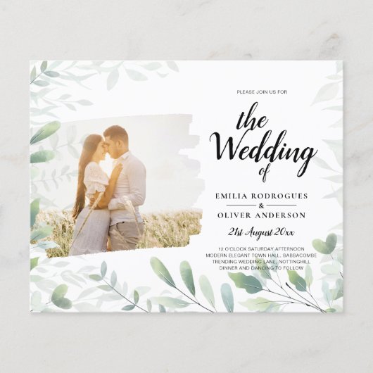 LeahG Photo Overlay GREENERY Wedding Invite Flyer (Voorkant)