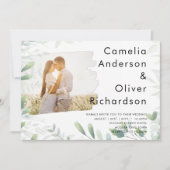 LeahG Photo Overlay GREENERY Wedding Invite Kaart (Voorkant)