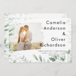 LeahG Photo Overlay GREENERY Wedding Invite Kaart