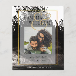 LeahG PHOTO Wedding Black Gold INK Save Date Flyer