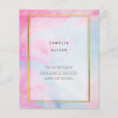 LeahG Pink Aqua Blue Gold INK Wedding INVITE (Voorkant)