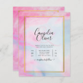 LeahG Pink Aqua Blue Gold INK Wedding INVITE (Voorkant / Achterkant)