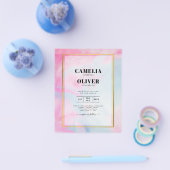 LeahG Pink Aqua Blue Gold INK Wedding INVITE Flyer (Enkel)