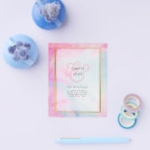 LeahG Pink Aqua Blue Gold INK Wedding INVITE Flyer (Enkel)