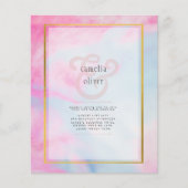 LeahG Pink Aqua Blue Gold INK Wedding INVITE Flyer (Voorkant)