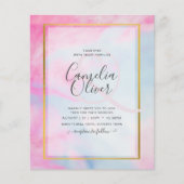LeahG Pink Aqua Blue Gold INK Wedding INVITE Flyer (Voorkant)