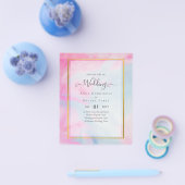 LeahG Pink Aqua Blue Gold INK Wedding INVITE Flyer (Enkel)