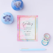 LeahG Pink Aqua Blue Gold INK Wedding INVITE Flyer (Enkel)
