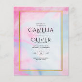 LeahG Pink Aqua Blue Gold INK Wedding INVITE Flyer (Voorkant)