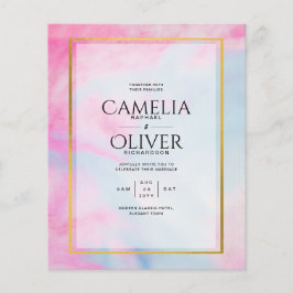 LeahG Pink Aqua Blue Gold INK Wedding INVITE Flyer