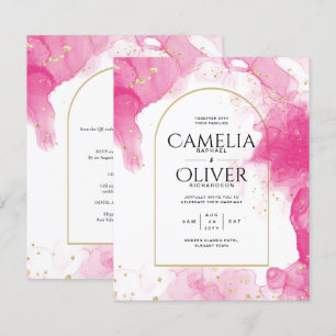 LeahG PINK GOLD INK Abstract Wedding INVITE
