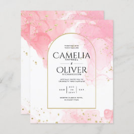 LeahG PINK GOLD INK Abstract Wedding INVITE