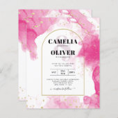 LeahG PINK GOLD INK Abstract Wedding INVITE (Voorkant / Achterkant)