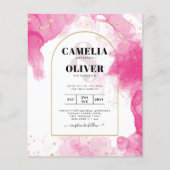 LeahG PINK GOLD INK Abstract Wedding INVITE (Voorkant)