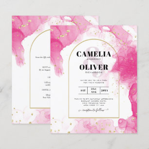 LeahG PINK GOLD INK Abstract Wedding INVITE
