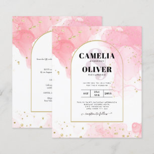 LeahG PINK GOLD INK Abstract Wedding INVITE