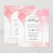LeahG PINK GOLD INK Abstract Wedding INVITE (Voorkant / Achterkant)