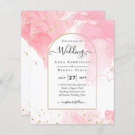 LeahG PINK GOLD INK Abstract Wedding INVITE