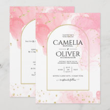 LeahG PINK GOLD INK Abstract Wedding INVITE