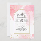 LeahG PINK GOLD INK Abstract Wedding INVITE Kaart (Voorkant)