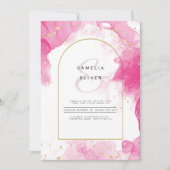 LeahG PINK GOLD INK Abstract Wedding INVITE Kaart (Voorkant)