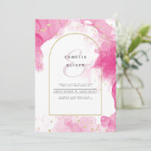 LeahG PINK GOLD INK Abstract Wedding INVITE Kaart (Staand voorkant)