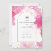 LeahG PINK GOLD INK Abstract Wedding INVITE Kaart (Achterkant)