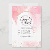LeahG PINK GOLD INK Abstract Wedding INVITE Kaart (Voorkant)