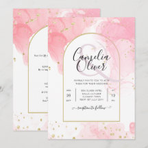 LeahG PINK GOLD INK Abstract Wedding INVITE