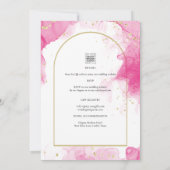 LeahG PINK GOLD INK Abstract Wedding INVITE Kaart (Achterkant)