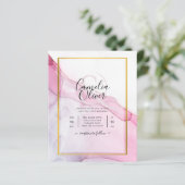 LeahG PINK Paarse Ink Abstract Wedding INVITE (Staand voorkant)