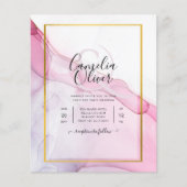 LeahG PINK Paarse Ink Abstract Wedding INVITE (Voorkant)