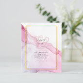 LeahG PINK Paarse Ink Abstract Wedding INVITE (Staand voorkant)
