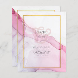 LeahG PINK Paarse Ink Abstract Wedding INVITE