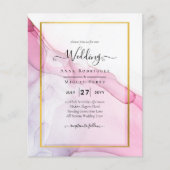 LeahG PINK Paarse Ink Abstract Wedding INVITE (Voorkant)