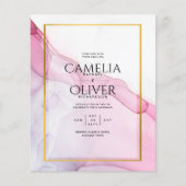 LeahG PINK Paarse Ink Abstract Wedding INVITE (Voorkant)