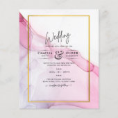 LeahG PINK Paarse Ink Abstract Wedding INVITE (Voorkant)