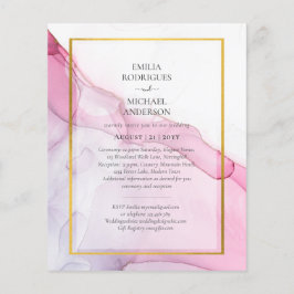 LeahG PINK Paarse Ink Abstract Wedding INVITE Flyer