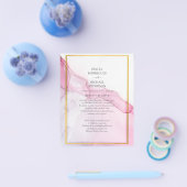 LeahG PINK Paarse Ink Abstract Wedding INVITE Flyer (Enkel)