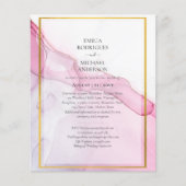 LeahG PINK Paarse Ink Abstract Wedding INVITE Flyer (Voorkant)
