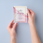 LeahG PINK Paarse Ink Abstract Wedding INVITE Flyer (Hand)