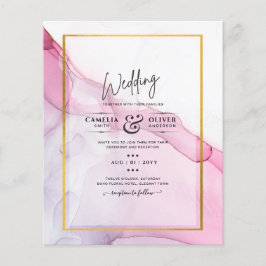 LeahG PINK Paarse Ink Abstract Wedding INVITE Flyer