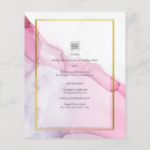 LeahG PINK Paarse Ink Abstract Wedding INVITE Flyer (Achterkant)