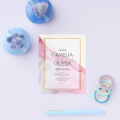 LeahG PINK Paarse Ink Abstract Wedding INVITE Flyer (Enkel)