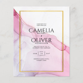 LeahG PINK Paarse Ink Abstract Wedding INVITE Flyer