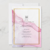 LeahG PINK Paarse Ink Abstract Wedding INVITE Kaart (Achterkant)