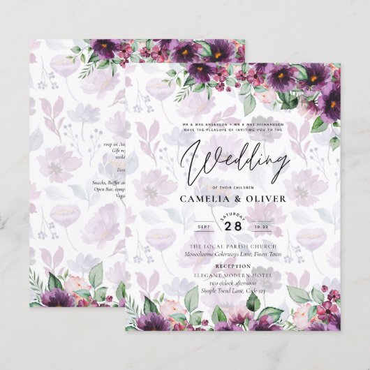 LeahG Plum Paars Berry Floral Wedding Herfst Winte (Voorkant / Achterkant)