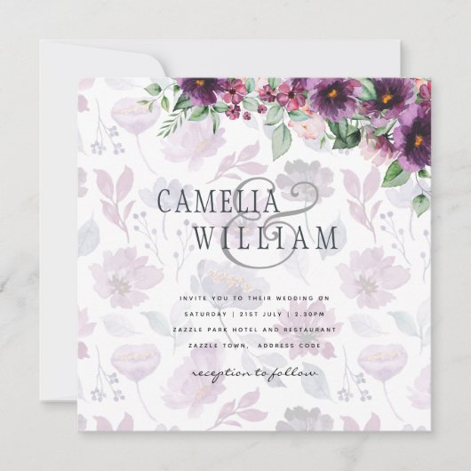 LeahG Plum Paars Berry Floral Wedding Herfst Winte (Voorkant)
